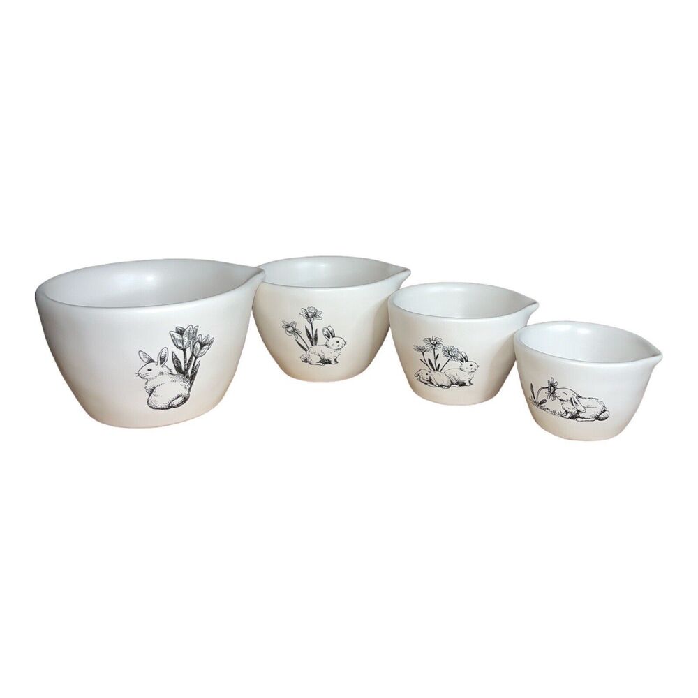 NEW Rae Dunn RARE Collection 2024 Bunny Sketch Measuring Cups NWT